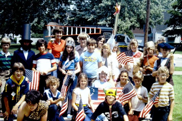 Miss Betty Short and her 5th-grade class. Philip Sheridan Elementary School, Tonawanda NY, final flag day 1982