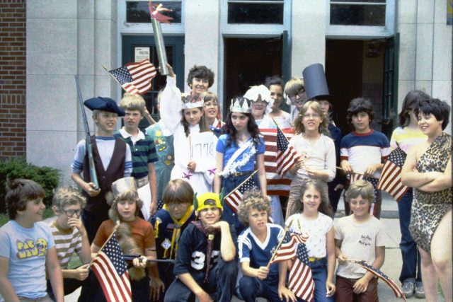 Miss Betty Short and her 5th-grade class. Philip Sheridan Elementary School, Tonawanda NY, final flag day 1982