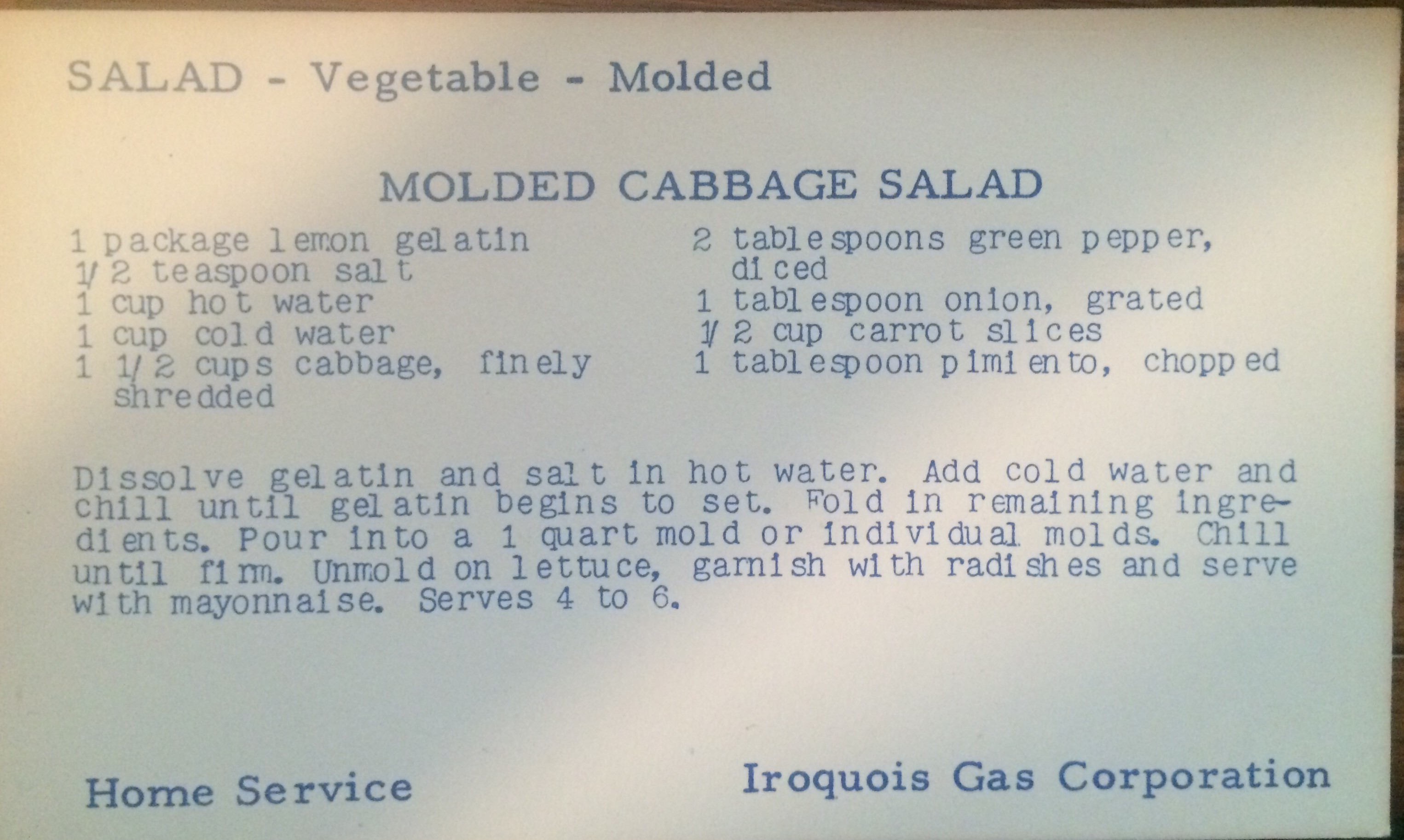 Molded Cabbage Salad