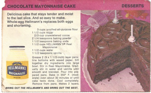 Chocolate Mayonnaise Cake