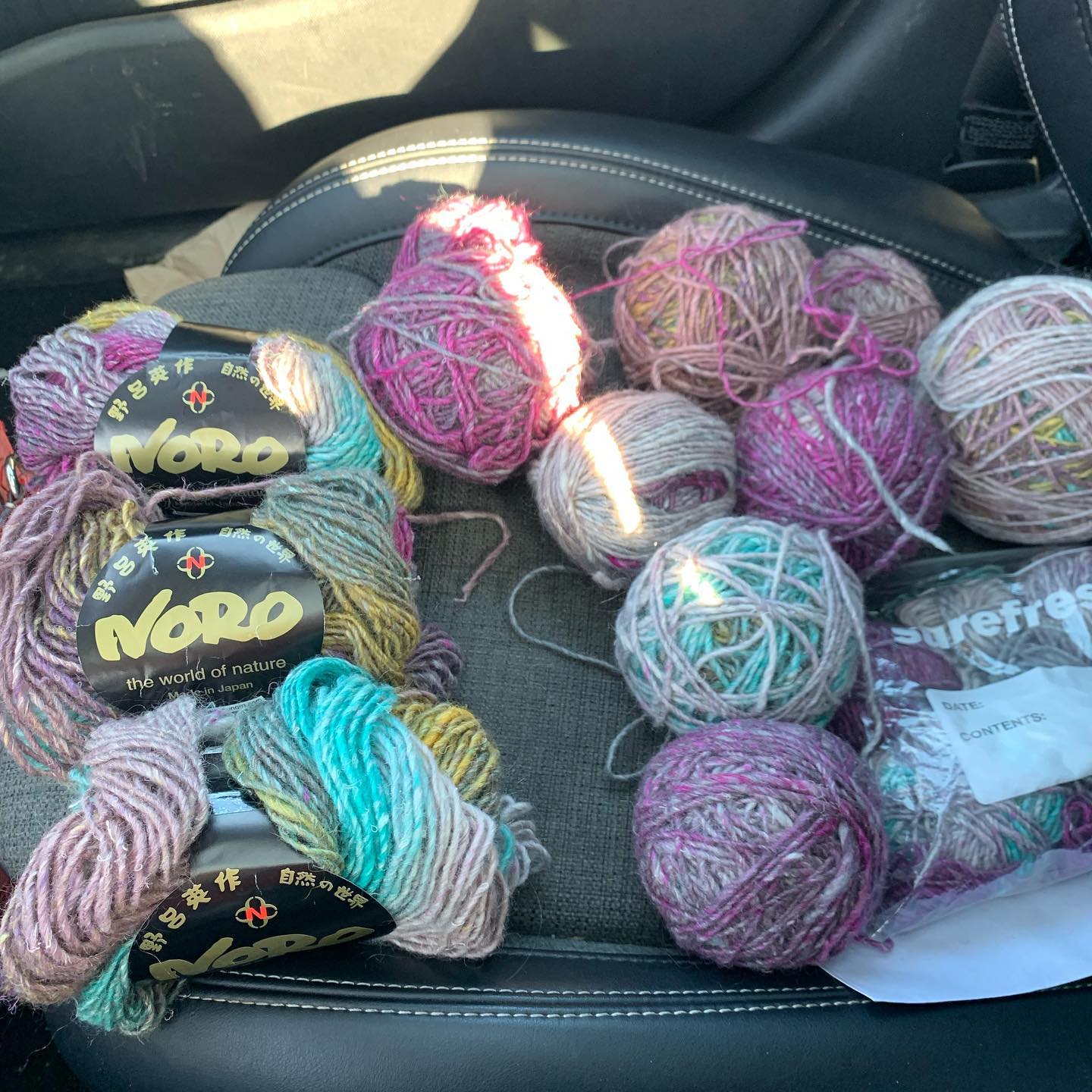 So excited! 3 full skeins of #norosilkgarden plus misc balls for $3.99