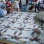 Women working on a quilt