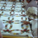 Women working on a quilt